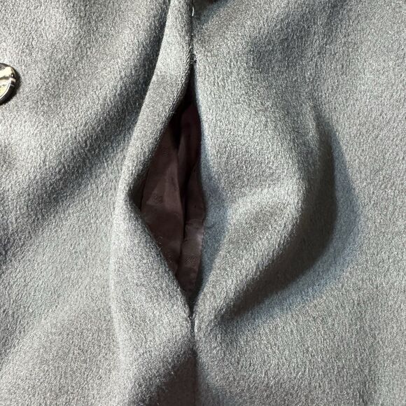 90s VTG Ashley Scott Long Coat Woman XL  100% Wool Green Over/Peacoat Lined - Picture 9 of 14